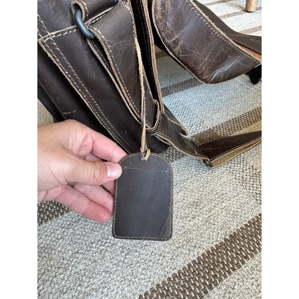 Aunts And Uncles Big Finn Vintage Brown Buffalo Leather Briefcase Crossbody